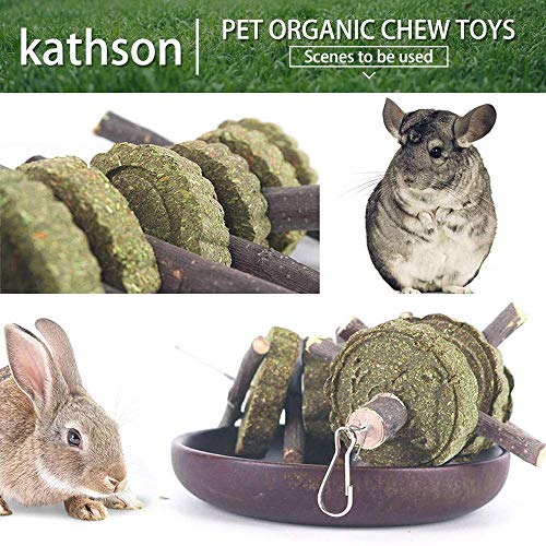 kathson Bunny Chew Toys for Teeth, Guinea Pig Wood Chews Chinchilla Apple Wood Bamboo Sticks Rabbit Organic Treats for Rodent Small Animals