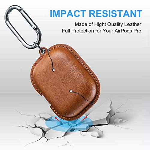 Maxjoy for AirPods Pro 2 Case Leather, Airpods Pro Leather Case Cover with Keychain Airpods Strap Compatible with Apple Airpods Pro 2nd Generation 2022/ AirPods Pro 2019 (Front LED Visible), Brown