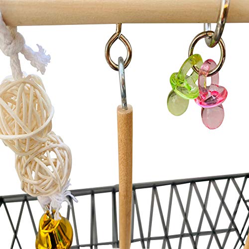 Hamiledyi Parrot Playground Parakeet Perches Outside Cage Bird Climbing Ladder Swing Toy Natural Wood Cockatiel Play Gyms Stand for Small Conure Love Birds Finch African Grey Macaw Amazon Budgies