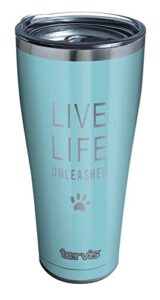 tervis live life unleashed triple walled insulated tumbler, 30oz legacy, clear and black slider lid