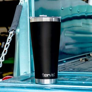 Tervis Water Aerial Stainless Steel Insulated Tumbler with Clear and Black Hammer Lid, 30oz, Silver