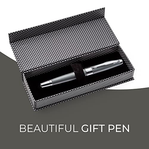 ZenZoi Gray Fountain Pen | Luxury Fountain Pen, Executive Pen for Men, Women | Pen Gift Box W/Refillable Metal Pen, Fine Nib, Converter & 2 Ink Refill | Elegant, Quality, Fountain Pens for Writing