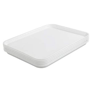 dynkona fast food trays, plastic serving tray, white, set of 6
