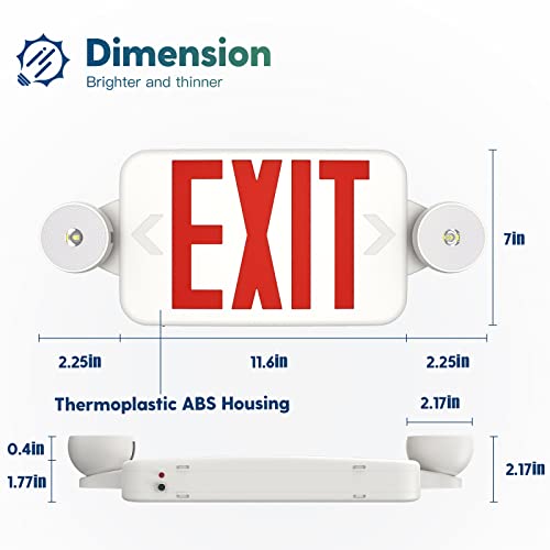 FREELICHT 4 Pack Exit Sign with Emergency Lights, Two LED Adjustable Head Emergency Exit Light with Battery, Exit Sign for Business