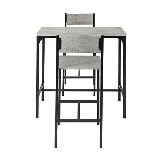 Haotian OGT03-HG, Bar Set-1 Bar Table and 2 Stools, 3 Pieces Home Kitchen Breakfast Bar Set Furniture Dining Set, 33.7 ”Height Table