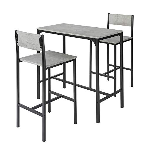 Haotian OGT03-HG, Bar Set-1 Bar Table and 2 Stools, 3 Pieces Home Kitchen Breakfast Bar Set Furniture Dining Set, 33.7 ”Height Table