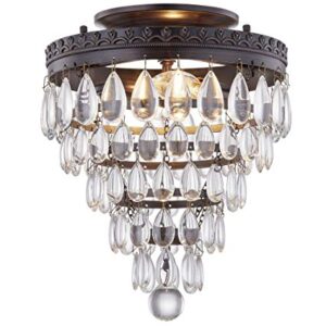 WISBEAM Semi Flush Mount Ceiling Light, K9 Crystal, E12 Base 2 Light, Bulb not Included