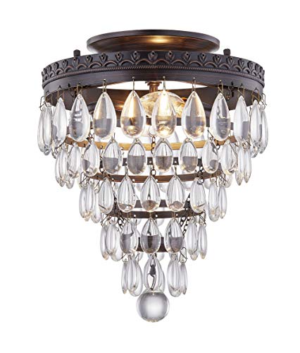 WISBEAM Semi Flush Mount Ceiling Light, K9 Crystal, E12 Base 2 Light, Bulb not Included