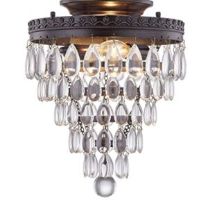 WISBEAM Semi Flush Mount Ceiling Light, K9 Crystal, E12 Base 2 Light, Bulb not Included