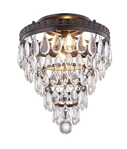 WISBEAM Semi Flush Mount Ceiling Light, K9 Crystal, E12 Base 2 Light, Bulb not Included