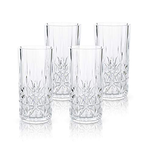 BELLAFORTE Shatterproof Tritan Tall Tumbler, Set of 4, 18oz - Myrtle Beach Drinking Glasses - Unbreakable Plastic Drinking Glasses for Gifting, Parties, New Year - BPA Free - Dishwasher Safe - Clear