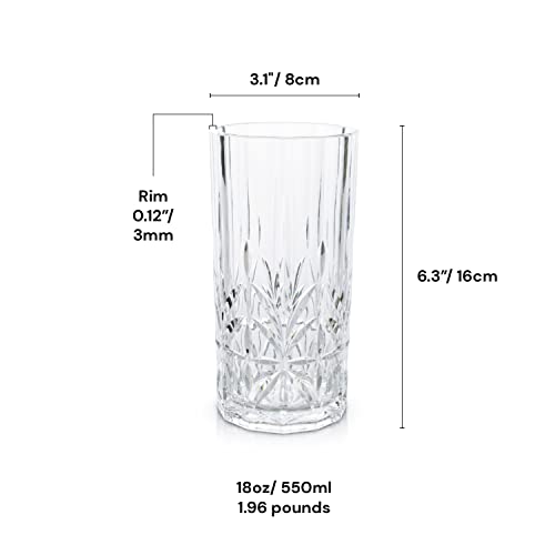 BELLAFORTE Shatterproof Tritan Tall Tumbler, Set of 4, 18oz - Myrtle Beach Drinking Glasses - Unbreakable Plastic Drinking Glasses for Gifting, Parties, New Year - BPA Free - Dishwasher Safe - Clear