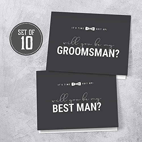 Hat Acrobat Groomsman Proposal Cards 8 Will You Be My Groomsman and 2 Best Man Cards with Envelopes | Set of 10 Groomsmen Cards