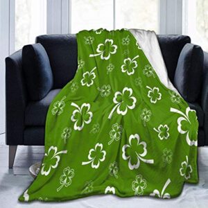 TinaCobur Four Leaf Clover Soft Throw Blanket 40"x50" Lightweight Flannel Fleece Blanket for Couch Bed Sofa Travelling Camping for Kids Adults