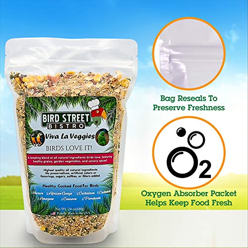 Bird Street Bistro Parrot Food - Parakeet Food - Cockatiel Food - Bird Food - Cooks in 3-15 min w/Natural & Organic Grains - Legumes - Non-GMO Fruits, Vegetables, & Healthy Spices