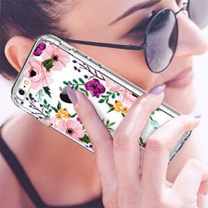 GiiKa iPhone 6 6s Case with Screen Protector, Not 6 Plus Clear Heavy Duty Protective Case Floral Girls Women Shockproof Hard PC Case with Slim TPU Bumper Cover Phone Case for iPhone 6s, Small Flowers