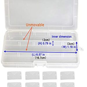 Qualsen 4 Pack Plastic Compartment Box with Adjustable Dividers Craft Tackle Organizer Storage Containers Box 15 Grid (Clear)