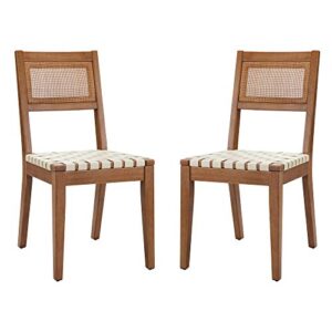 amazon brand - rivet erikson vegan leather woven dining chair, set of 2, 21.5"d x 18"w x 35.8"h, beige