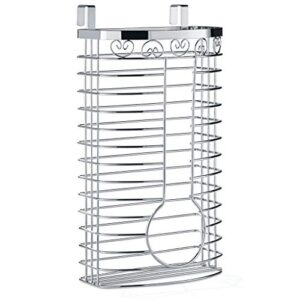 sagler grocery bag holder - chrome plastic bag holder - easy-access openings multi position use either over the cabinet kitchen storage holder or wall mount