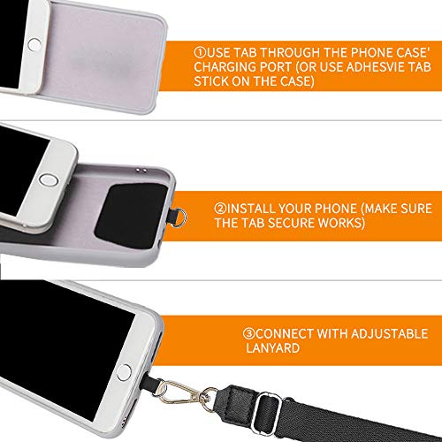 Doormoon Phone Lanyard, Universal Adjustable Neck Straps for Phone Case Keys ID Badges Compatible for iPhone 14 Pro Max, Samsung, Motorola, LG & Most Smartphones, 2 Pack,Black Black