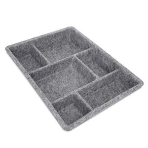 navaris felt drawer organizer tray - tidy desk drawers, office supplies, jewelry, cosmetics, small personal items and accessories - gray