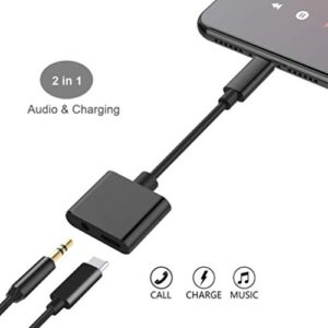 Earphone USB-C Headphone Adapter 3.5mm Jack Charger Port Splitter Mic Support Hands-Free Type-C Headset Adaptor X1G Compatible with Samsung Galaxy S20 S21 S22 Ultra Plus Z Flip Note 10 20 Plus Fold