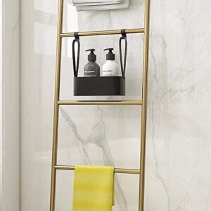 Metal Bath Towel Ladder Black, Wall-Leaning Drying Rack 6 Levels Blanket Holder Stand Living Room Use to Display Towel, Quilt, Clothes and Newspapersgold