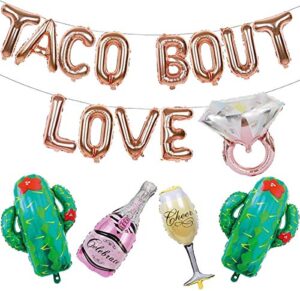 taco bout love balloon,rose gold taco bout love banner party decor for mexican fiesta themed bridal shower bachelorette wedding engagement anniversary party decorations supplies