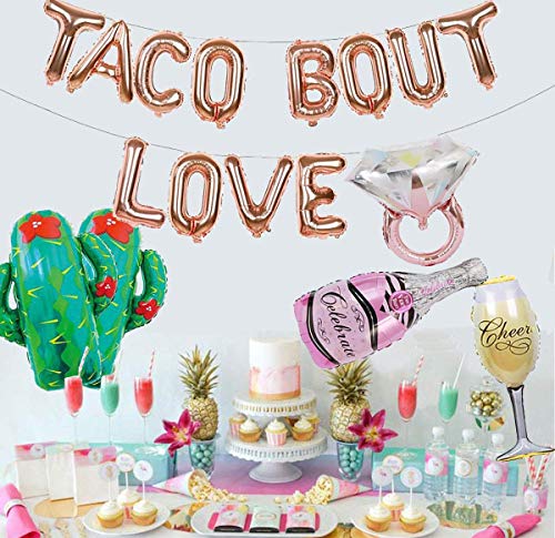Taco Bout Love Balloon,Rose Gold Taco Bout Love Banner Party Decor for Mexican Fiesta Themed Bridal Shower Bachelorette Wedding Engagement Anniversary Party Decorations Supplies