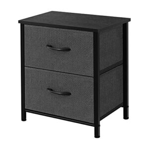 azl1 life concept storage dresser end/side table night stand furniture unit - small standing organizer for bedroom, office, living room, and closet - 2 drawer removable fabric bins - dark grey