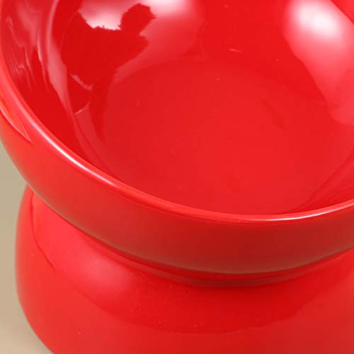 Balacoo Raised Dog Feeder Cat Food Feeder Pet Raised Bowls Ceramic Food Bowl Pet Water Bowl Pet Supplies for Cat Dog (Red, Size L) Raised Dog Feeder Cat Food Feeder