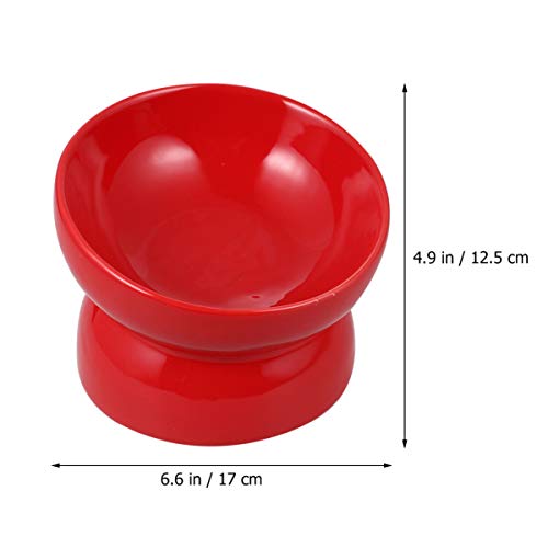 Balacoo Raised Dog Feeder Cat Food Feeder Pet Raised Bowls Ceramic Food Bowl Pet Water Bowl Pet Supplies for Cat Dog (Red, Size L) Raised Dog Feeder Cat Food Feeder