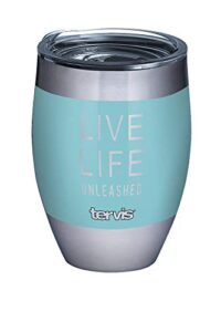 tervis live life unleashed triple walled insulated tumbler, 12oz, clear and black slider lid