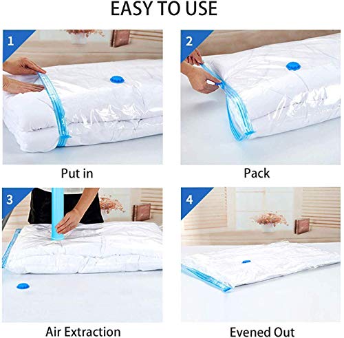 BZ Clothes Storage Bags. More Storage! Hand-Pump for Travel! Double-Zip Seal and Triple Seal Turbo-Valve for Max Space Saving (Variety 8 Pack)