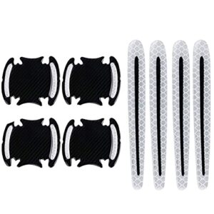 windcar car door handle reflective stickers universal auto door handle scratch cover guard protective film pad with safety reflective strips 8 pack (diamond white)