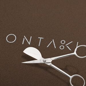 ONTAKI Applique Scissors 4.5" With Duckbill Edge Shaped Paddle For Art, Crafting, Fabric, Thread, Needlework and Embroidery - Versatile Miniature Scissors For Sewing Kit (Silver 4.5”)