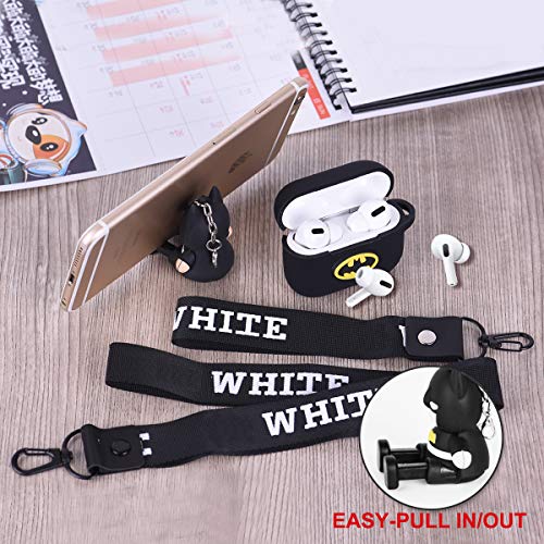 Maxjoy for Airpods Pro Case Cover, Cool Cute Air Pod Pro Case for Women Men Cartoon Silicone Protective iPod Pro Cover with Lanyard Keychain Compatible Airpods Pro Charging Case, Black