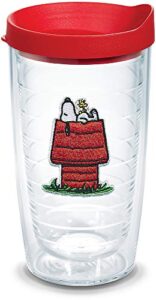 tervis peanuts™ - snoopy woodstock house made in usa double walled insulated tumbler travel cup keeps drinks cold & hot, 16oz, classic