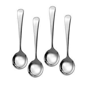 imeea roud soup spoons sus304 stainless steel small soup spoons 6-inch, set of 4