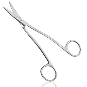 ontaki dual bent machine embroidery scissors 6.5" - premium german steel applique fabric scissors angled handle and curved razor-sharp small tip for optimal precision stitches, crafting, sewing-silver