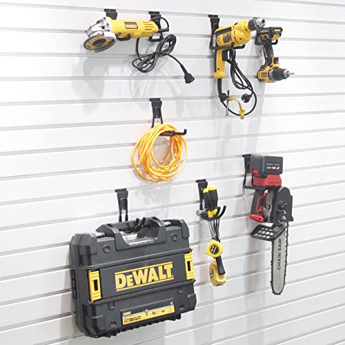 ATOOLA Garage Organizer for Slatwall, Heavy Duty Slatwall Accessories, Multi Size Slatwall Hooks, Black Slat Wall Accessory, 8 Pack