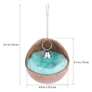 POPETPOP Dwarf Hamster Nest Hanging Bird Coconut Shell Warm Sleeping Bed Portable Bird Nest Bird House Resting Place for Dwarf Hamster Gerbil Squirrel (Random Color Cushion)