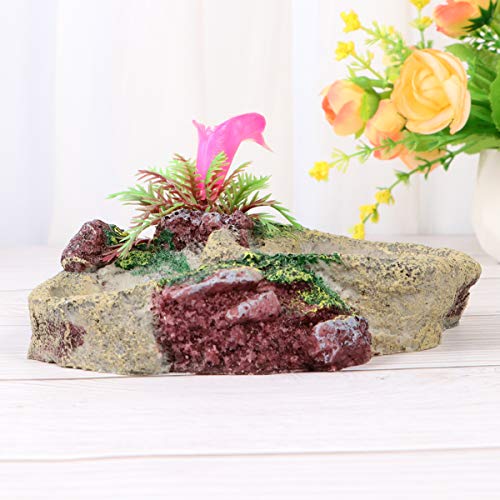 POPETPOP Resin Reptile Platform Artificial Tree Trunk Design Reptile Food Water Bowl Feeding Dish - Reptile Tank Water Dish Food Bowl for Lizard, Gecko, Snake, Tortoise (Size 2)