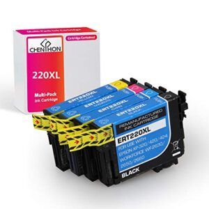 chenphon remanufactured ink cartridge replacement for epson 220xl 220 t220xl with epson workforce wf2630 wf2650 wf2760 wf2660 wf2750 aio inkjet expression home xp420 xp424 xp320 photo printer 4 packs
