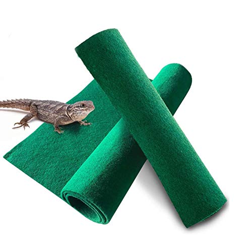 Reptile Carpet 39.4" x 19.7-2pcs Terrarium Substrate Liner Pet Habitat Bedding Soft Green Mat for Bearded Dragon Lizards Gecko Chamelon Iguana Turtles Snakes