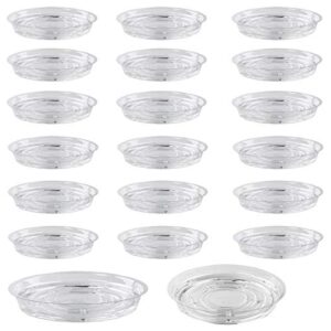 ultraoutlet 20 pack 6 inches clear plastic plant saucer drip trays small plant plate dish for indoor flower pots and planters, bulk