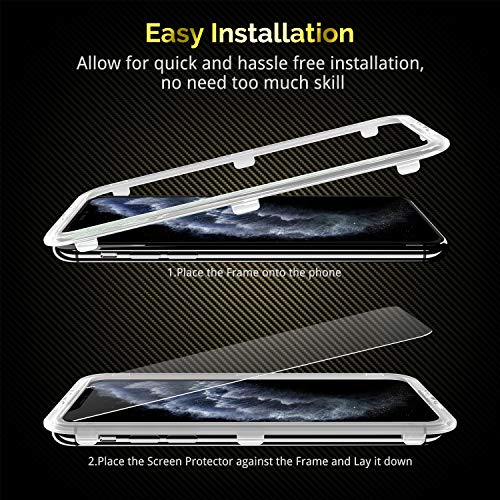 UNBREAKcable 3-Pack Screen Protector for iPhone 11 Pro/iPhone XS/iPhone X, Double Shatterproof Tempered Glass [Easy Installation Frame] [9H Hardness] [HD Clear] [Case Friendly] for iPhone 5.8 inch