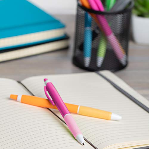 Simply Genius Pens in Bulk - 100 pack of Office Pens - Retractable Ballpoint Pens in Black Ink - Great for Schools, Notebooks, Journals & More (Pink)