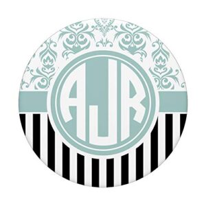 AJR Monogram Gift Blue Damask Initials AJR or ARJ PopSockets Grip and Stand for Phones and Tablets