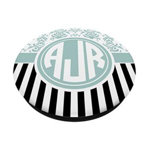 AJR Monogram Gift Blue Damask Initials AJR or ARJ PopSockets Grip and Stand for Phones and Tablets